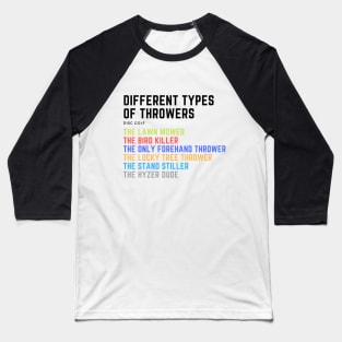 Disc golf - types of throwers Baseball T-Shirt